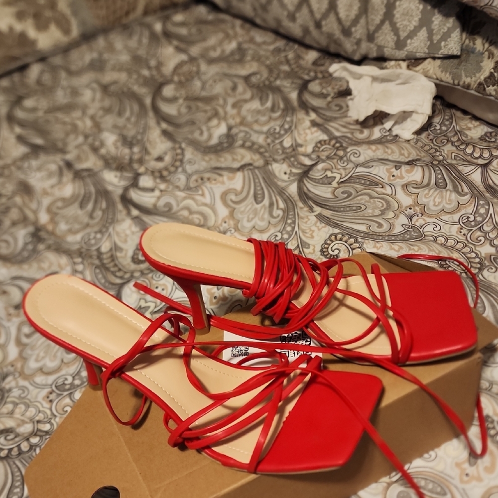 Red Strappy Heeled Sandals